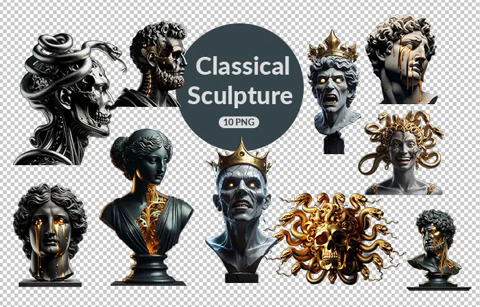 Enigmatic Classical Human Dark Sculpture Art Pack